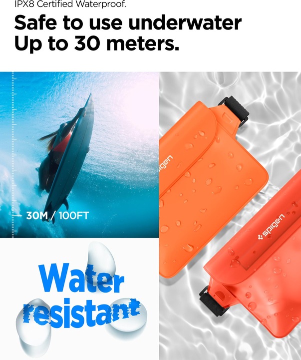 Actual product image Spigen Universal Waterproof A620 Case & Waist Bag Sunset Orange AMP06021