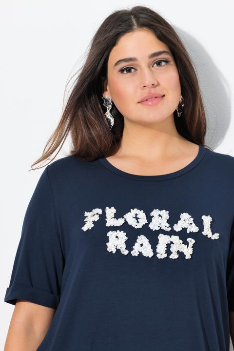 Immagine prodotto Ulla Popken T-shirt classica con FLORAL RAIN 3D, scollo a girocollo e mezze maniche (46, 48)