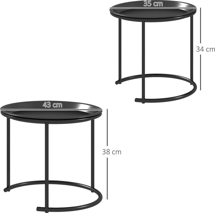 Produktbild Homcom Couchtisch Set Stahl Schwarz