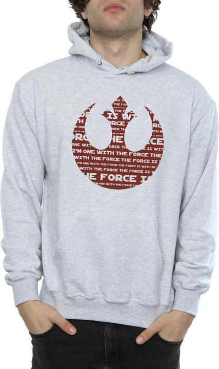 Actual product image Star Wars Mens Rogue One I'm One With The Force Alliance Emblem Red Hoodie (3XL)