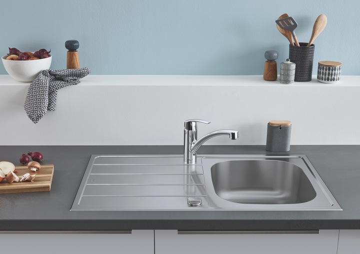 Actual product image Grohe K200 stainless steel sink with draining board (Top-mounted sink, 50 cm, 86 cm)