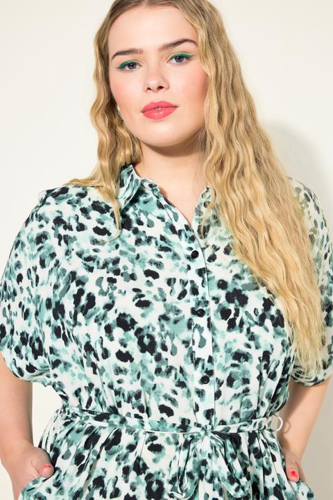 Immagine prodotto Studio Untold Abito chemisier midi dal taglio oversize con stampa allover, collo da camicia e cintura (54)