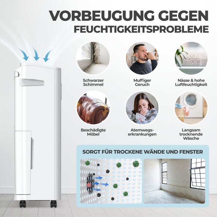 Produktbild KLAMER Luftentfeuchter elektrisch 20L, 180m³ Luftumwälzung pro Stunde, 440W starker Raumentfeuc… (30 m², 20 l/24h)