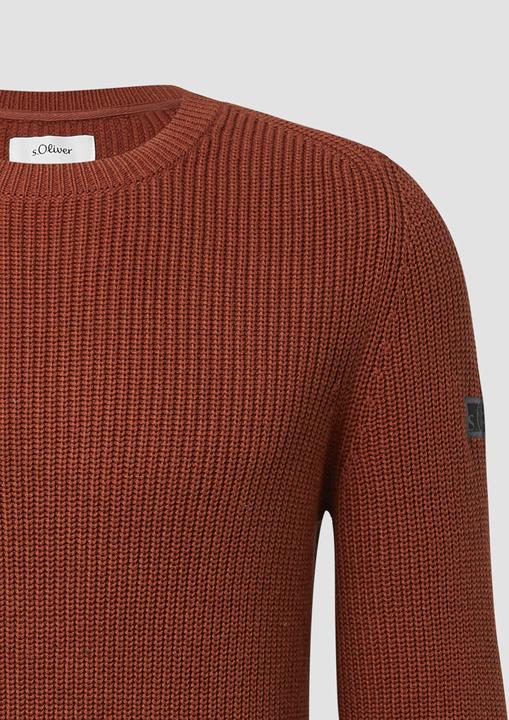 Produktbild s.Oliver Strickpullover Strukturierter Baumwoll-Pullover mit Label-Patch (XXL)