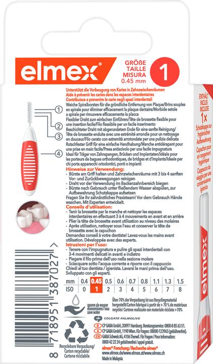 Immagine prodotto Elmex Spazzole interdentali 0.45mm Arancione (8 pz) (8 x, 0.45 mm)