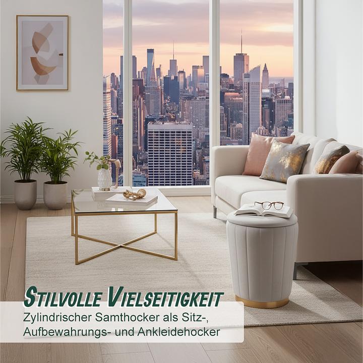 Image du produit Relaxdays Hocker aus Samt mit Stauraum