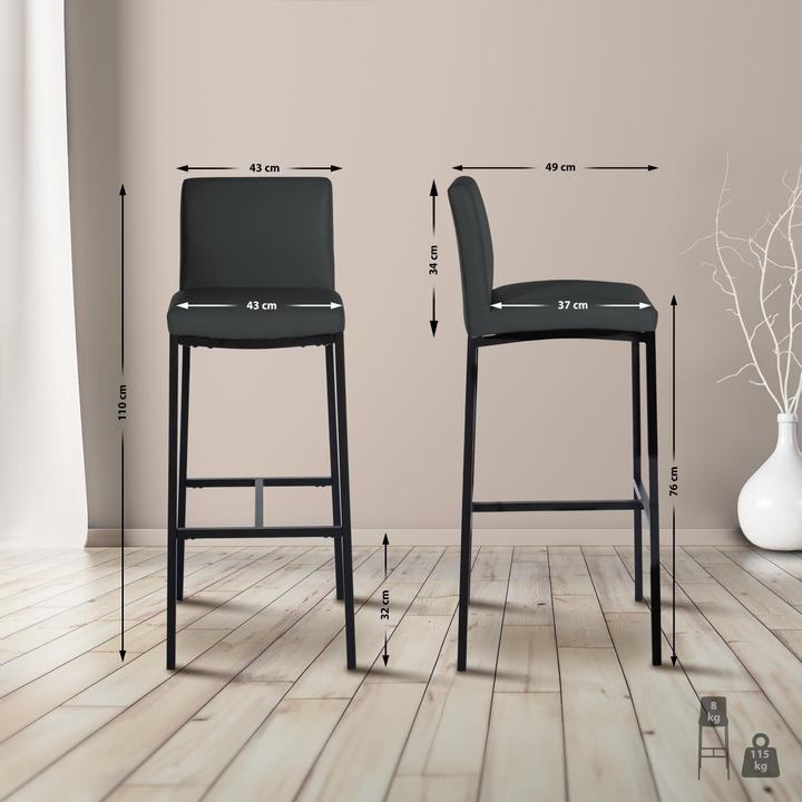 Actual product image CLP Freeport bar stool with four-legged frame and backrest
