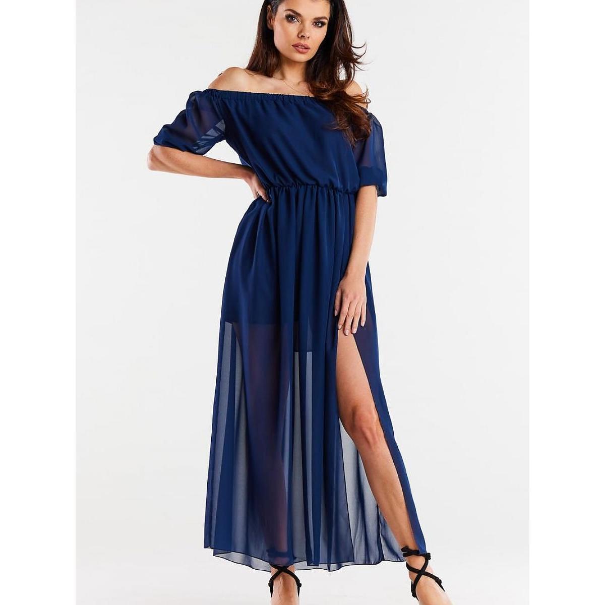 Awama, Damen, Kleider, Alltagskleid, Blau, (L)