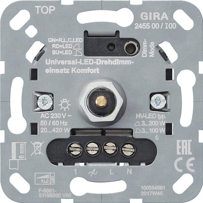 Produktbild Gira Universal LED Drehdimmer 245500 Einsatz Komfort