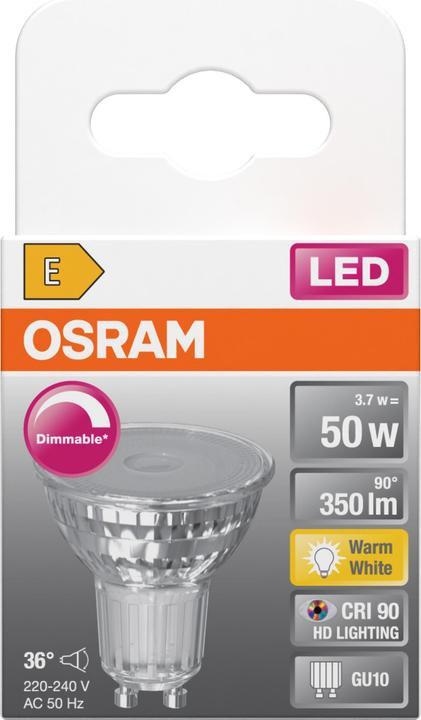 Actual product image Osram LED Leuchtmittel LED SUPERSTAR PAR16 3.7W 927 GU10 Dimmbar Warm weiss 4099854457487 (GU10, 350 lm, 1x)