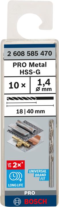 Immagine prodotto Bosch Professional Zubehör Punta PRO Metal HSS-G, 1,4 x 18 x 40 mm (1,4 mm)