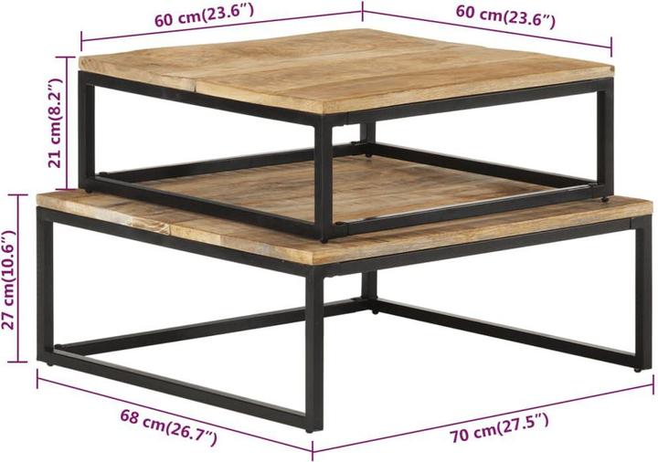 Image du produit vidaXL Couchtisch (70 x 68 x 27 cm)