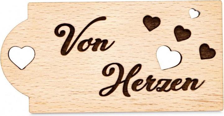 Produktbild ZNatur Etikettenanhänger Holz Anhänger Geschenk Deko mit Gravur Von Herzen No.106