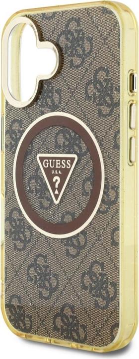 Immagine prodotto Guess Case IML Metal Glitter 4G Circle Triangle MagSafe for iPhone 16 brown (Apple iPhone 16)