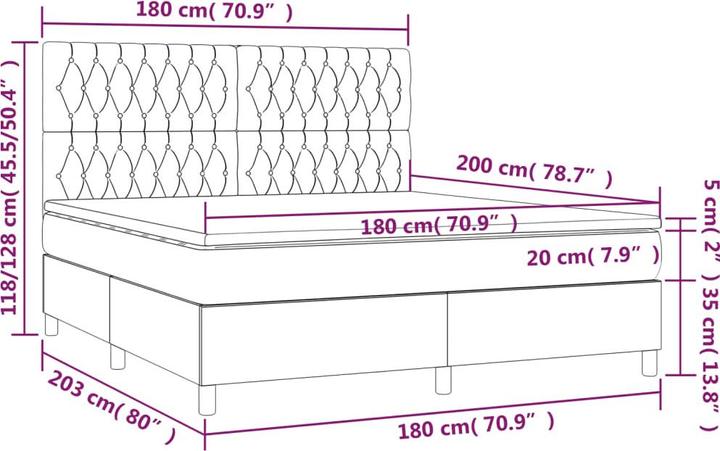 Produktbild vidaXL Boxspringbett (180 x 200 cm)