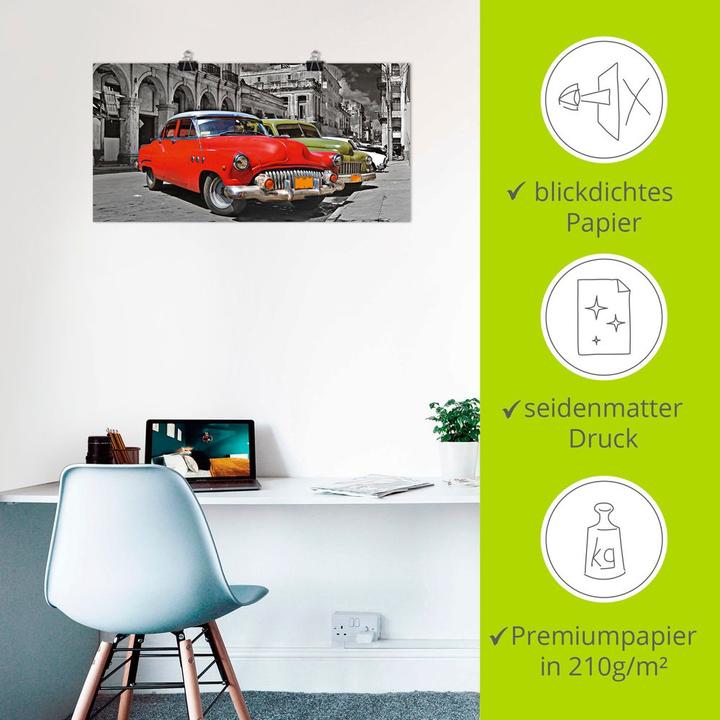 Image du produit Artland Photo sur toile Vue des voitures colorées de La Havane S9EX (100 x 50 cm)