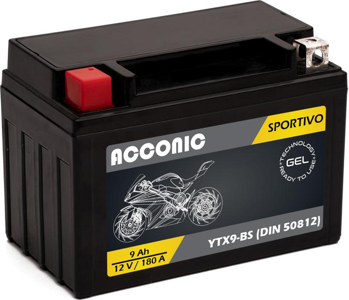 Image du produit Acconic Sportivo GEL YTX9-BS Motorradbatterie 7 Ah 12V (DIN 50812) (12 V, 9 Ah)