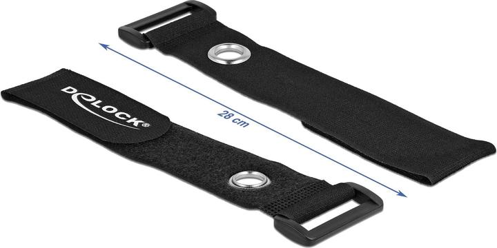 Immagine prodotto Delock Fascetta in velcro con anello e occhiello di fissaggio L 280 x L 38 mm nero 3 pezzi (Fascette in velcro, 280 mm, 3 pz.)