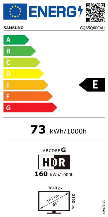 Energy Label Samsung GQ65Q60CAU (65", Q60C, QLED, 4K, 2023)