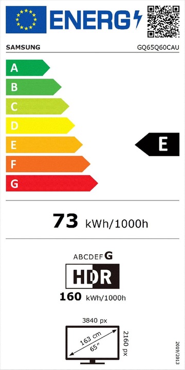 Energy Label Samsung GQ65Q60CAU (65", Q60C, QLED, 4K, 2023)