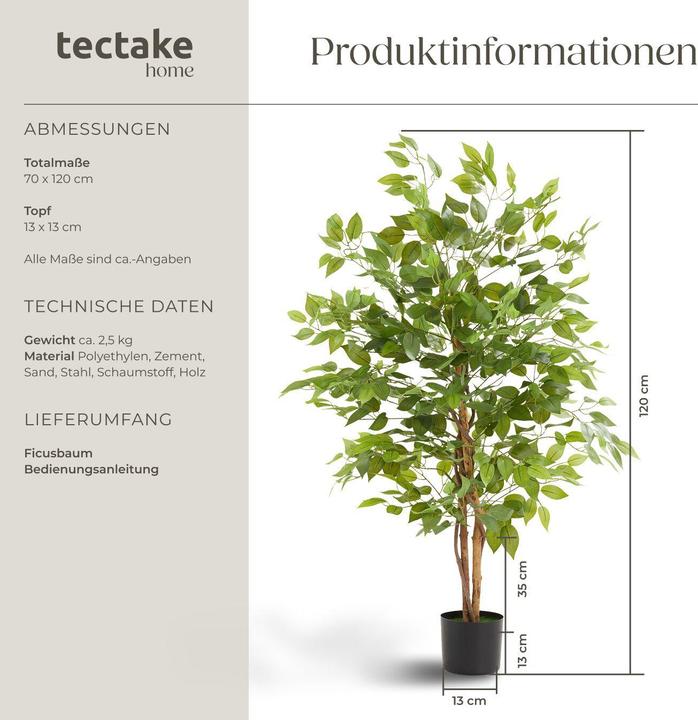 Immagine prodotto tectake Albero di ficus Fida (120 cm)