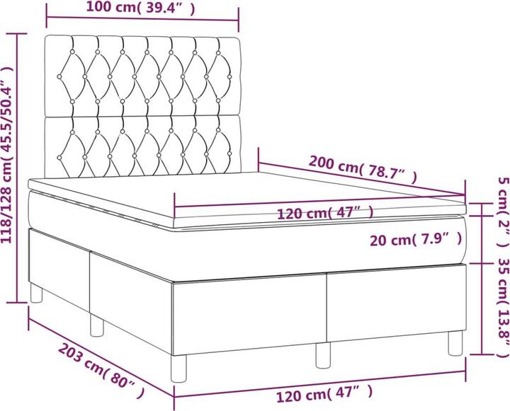 Image du produit vidaXL Boxspringbett (120 x 200 cm)