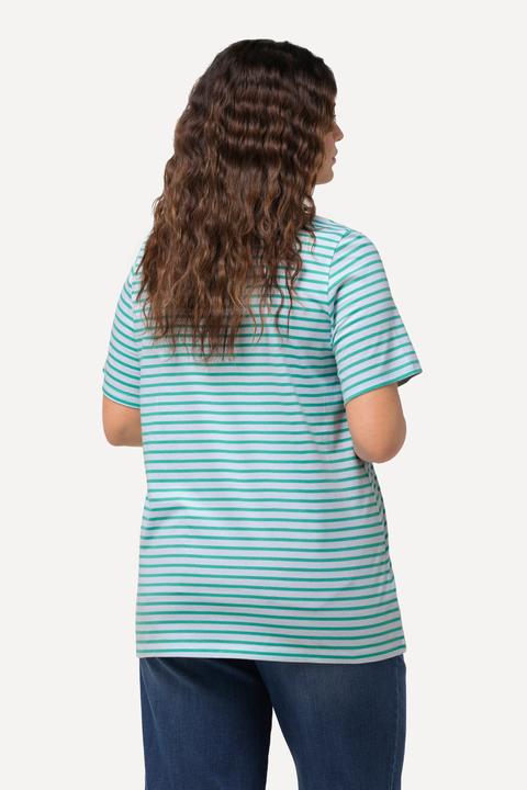 Produktbild Ulla Popken T-Shirt, Ringel, Palmenstickerei, Rundhals, Halbarm (46, 48)