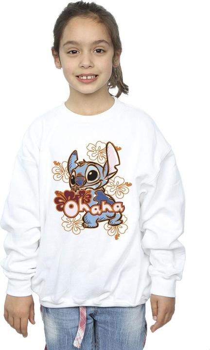 Produktbild Disney Lilo And Stitch Ohana Orange Hibiscus Sweatshirt Mädchen (128)
