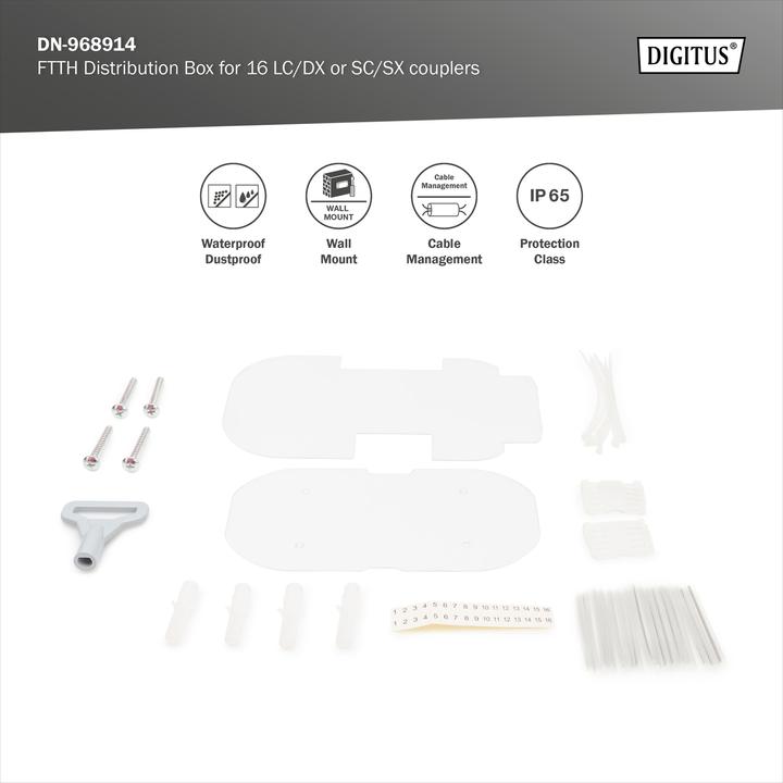Produktbild Digitus Outdoor FTTH Box für 16 Kabel und 16x LC/DX oder 16x SC/SX