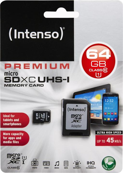 Produktbild Intenso UHS-I Premium (64 GB, microSDXC, U1, UHS-I)