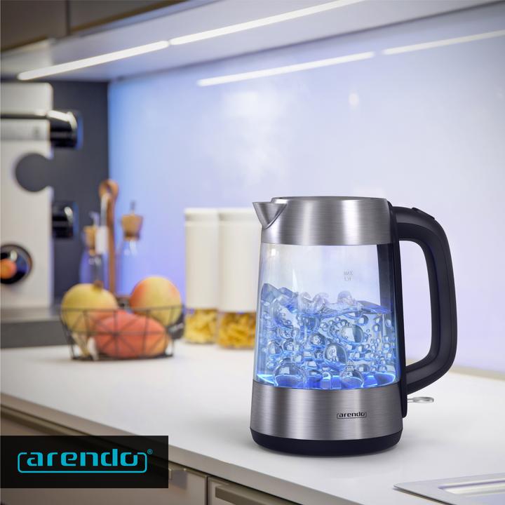 Produktbild Arendo Wasserkocher 1,7 l, 2200 W, Edelstahl & Glas, automatische Abschaltung, Kalkfilter, LED (1.70 l)