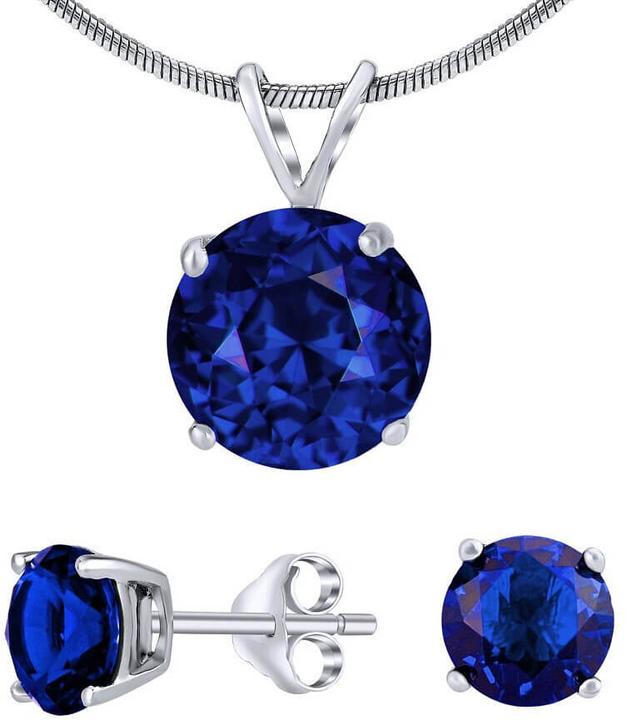 Immagine prodotto Silvego - Jjjs8tm1 - Set di gioielli in argento 925 da donna con blu scuro (Argento 925)