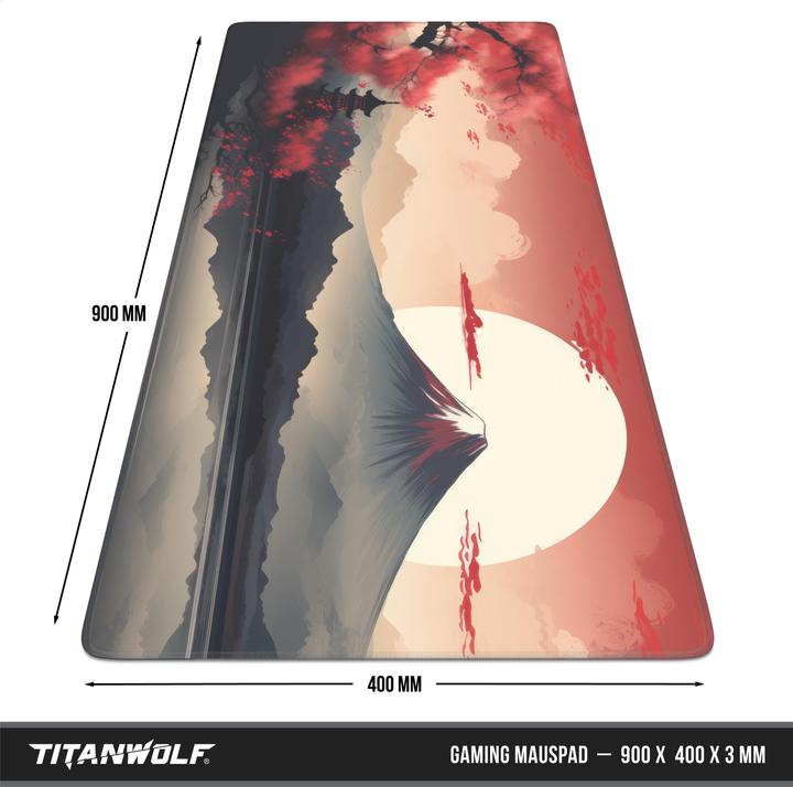 Produktbild Titanwolf Gaming Mauspad, 900 x 400mm XXL Speed Gaming Mausmatte, Mousepad Extragrosse Fläche, Japan Sunset 2 (XXL)