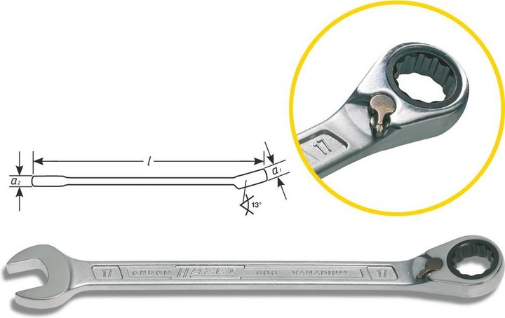 Actual product image HAZET Ratchet combination spanner 606-30 (30 mm)