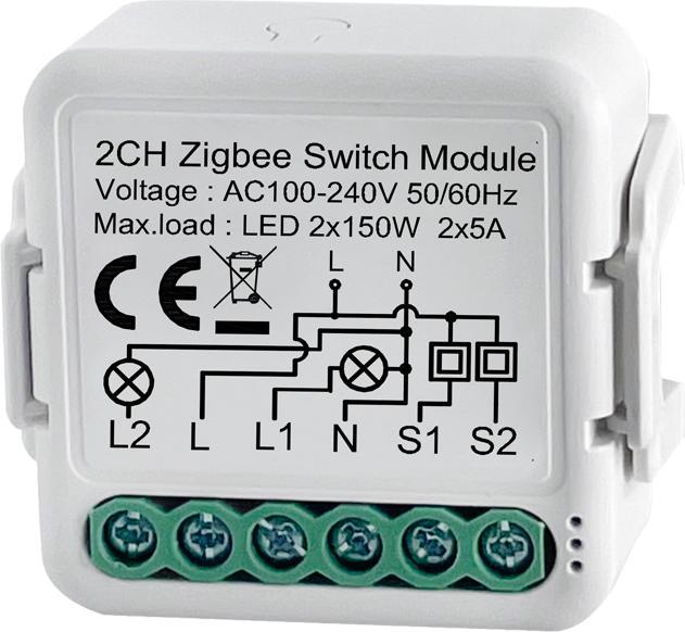 Productafbeelding Netplus Slimme relaisschakelaar module 2-kanaals Zigbee
