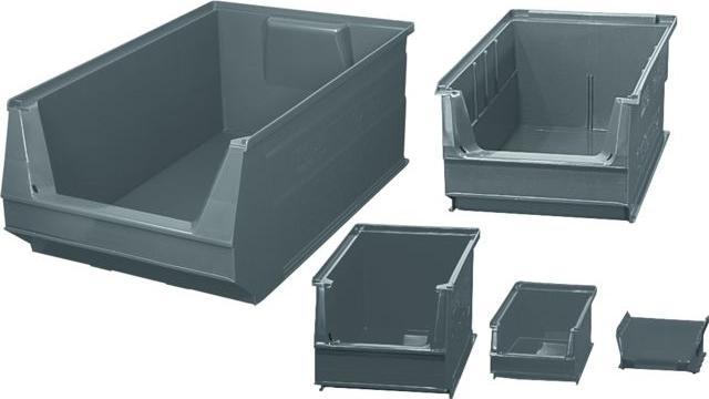 Actual product image Open fronted storage bins PE set grey