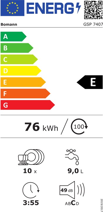 Label énergétique Bomann GSP 7407