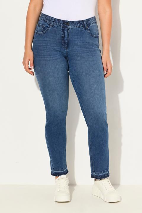 Immagine prodotto Ulla Popken Jeans modello Sammy in tessuto elasticizzato con taglio della gamba aderente e orlo sfrangiato (56)
