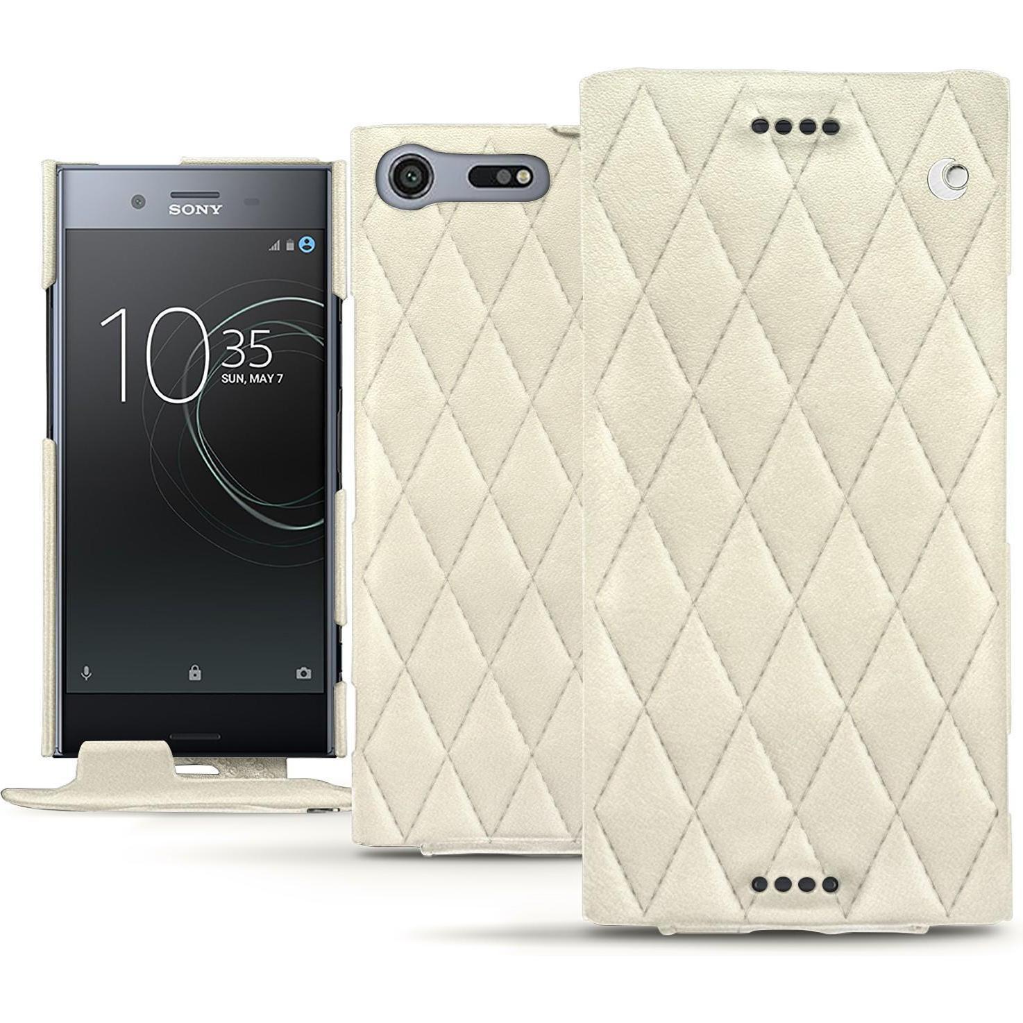 Thumbnail - Noreve Lederschutzhülle vertikal (Sony Xperia XZ Premium), Smartphone Hülle, Weiss