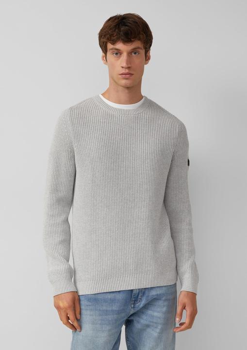 Image du produit s.Oliver Strickpullover Strukturierter Baumwoll-Pullover mit Label-Patch (XL)