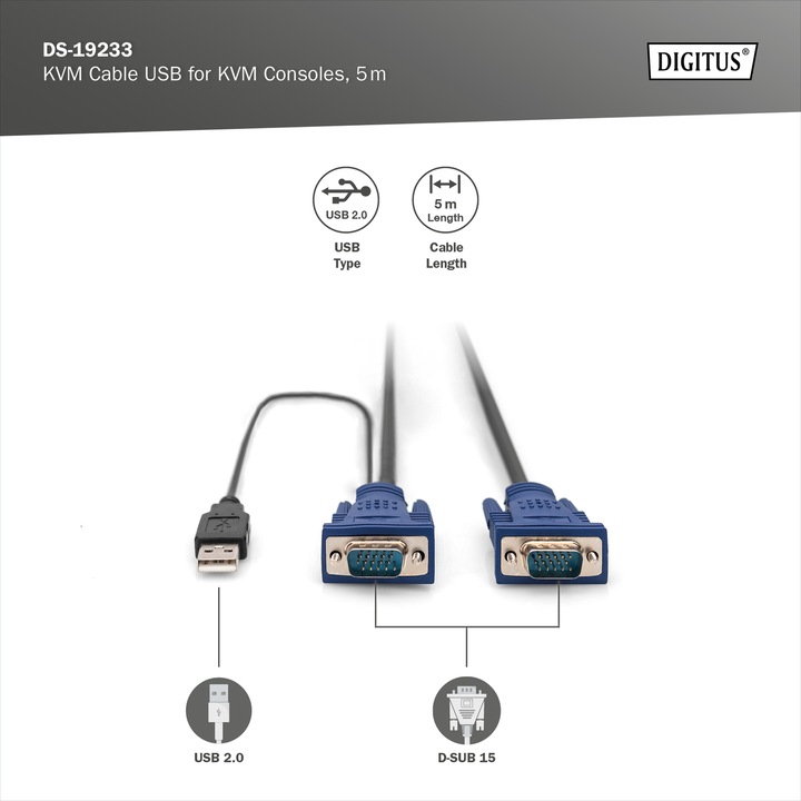 Actual product image Digitus KVM cable for KVM consoles,5m