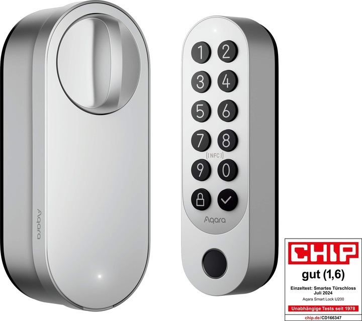 Aqara Smart Lock U200 (Fingerabdruck, Elektronische Zahlenkombination, Bluetooth, Schlüssel, Schlüsselkarte, Smartphone)