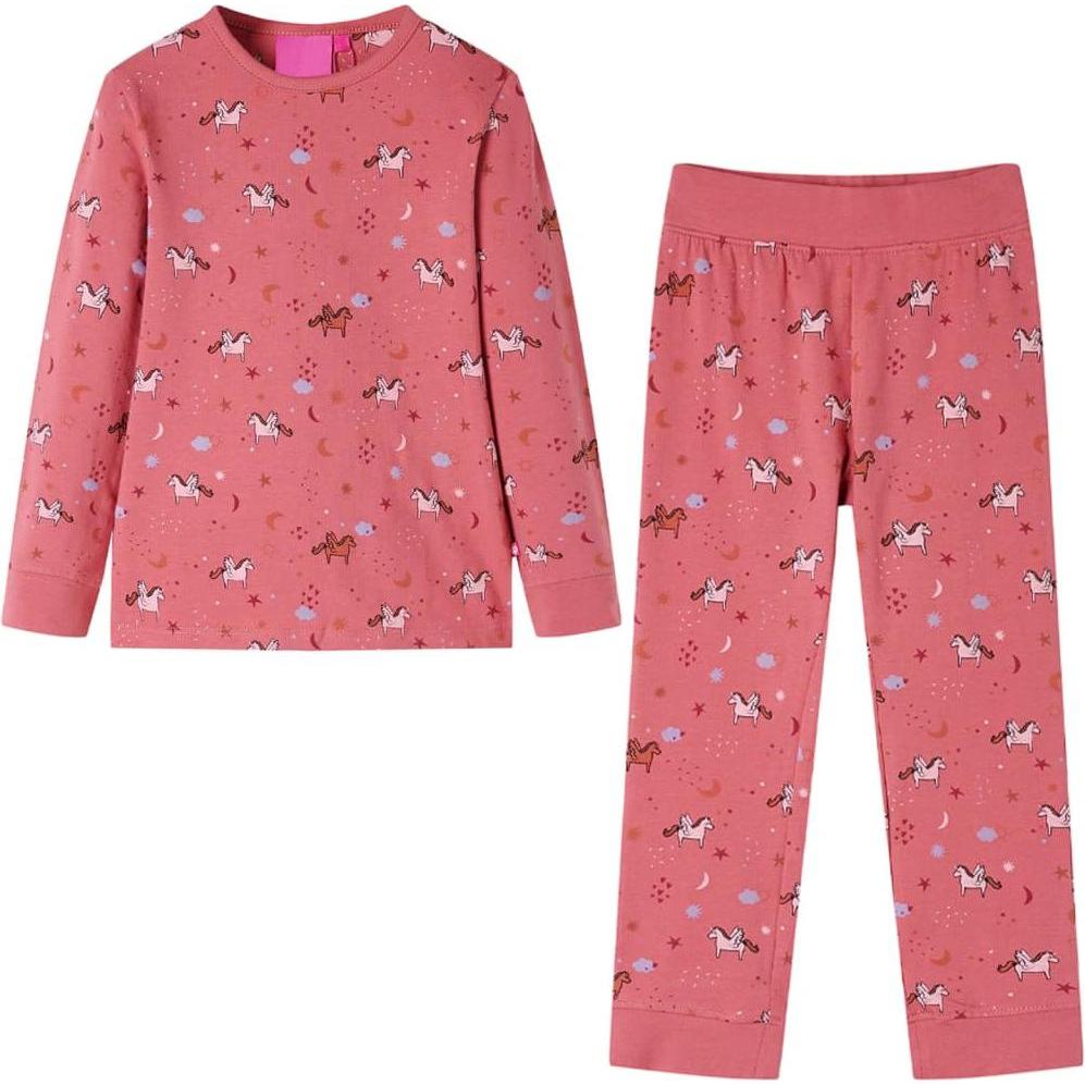 VidaXL, Jungen, Pyjama, Kinderpyjama mit Langen Ärmeln Altrosa 128,Material: 95, Rosa, (128)