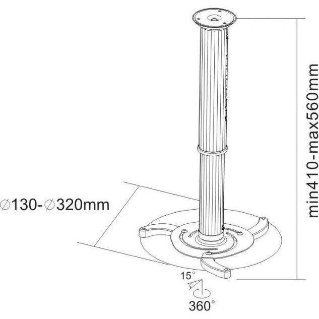 Thumbnail - Cabletech Projektor-Deckenhalterung 410/560 mm (max. 10 kg) (Decke), Beamer Halterung, Grau