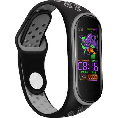 Strap-it Sportarmband (Silikon, Mi Band 5), Uhrenarmband, Schwarz, Mehrfarbig, Grau