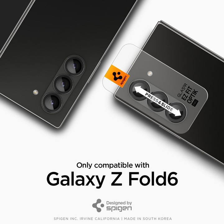 Actual product image Spigen Optik.tR "EZ Fit" Camera Protector 2-Pack Galaxy Z Fold 6 Black (2 Piece, Samsung Galaxy Z Fold6)