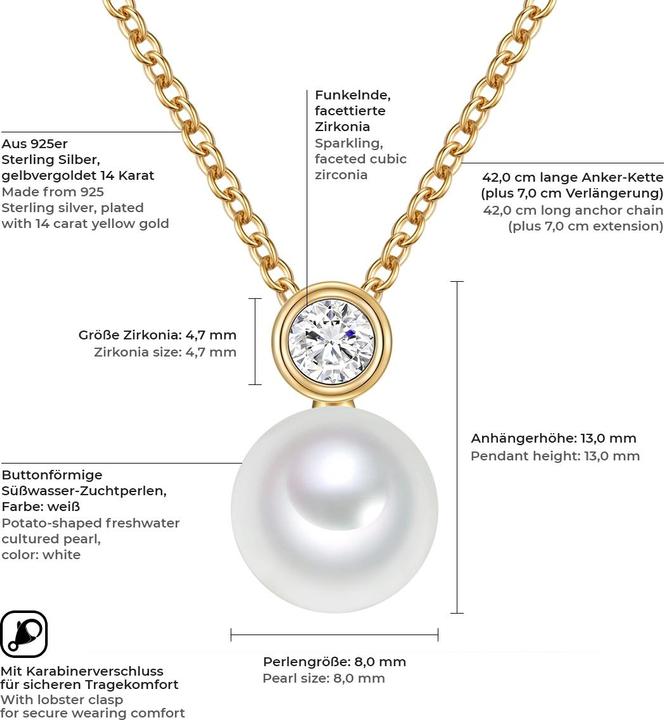 Image du produit Valero Pearls Collier en argent - 11334 (Argent sterling 100, 42 - 49 cm)