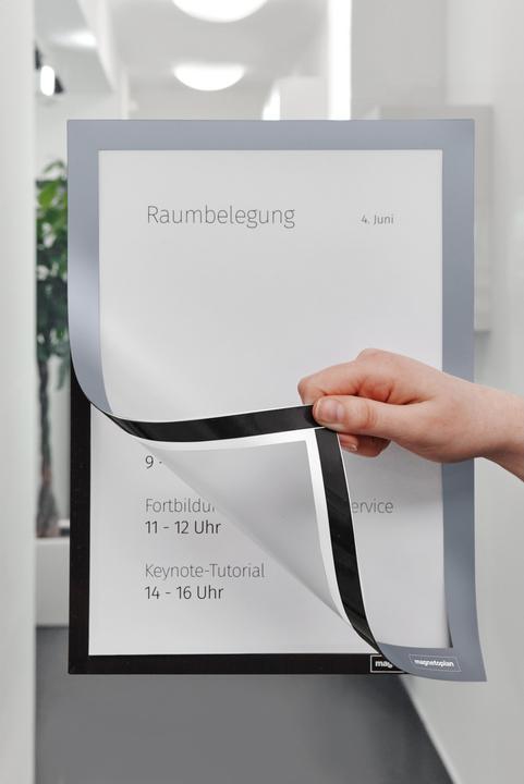 Image du produit Magnetoplan Cadre d'information magnetofix, DIN A4, gris (2x)