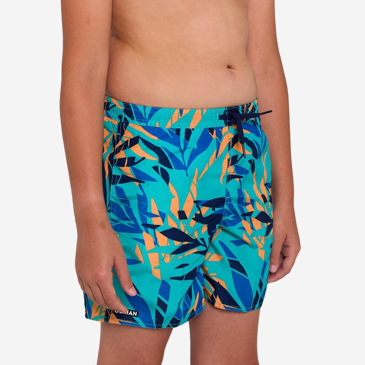 Image du produit Olaian Short de bain surf à poches Garçon - 100 Shadow palm turquoise (12, 13, 14)