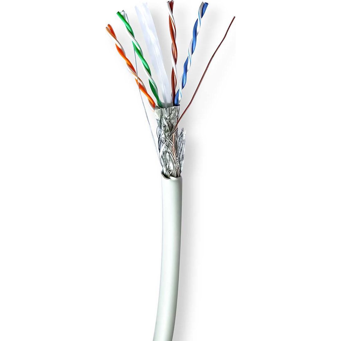 Nedis Netzwerk-Kabel Rollen CAT6 Solid S/FTP Reines Kupfer 100.0 m Innenbereich Rund (S/FTP, CAT6, 100 m), Netzwerkkabel